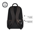 Classic 18" faux leather anti theft laptop backpack (BROWN - BLACK)