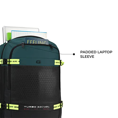 Gear Turbo 3 anti theft faux leather with raincover 40L (Black Teal)