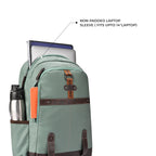 VIPUL VIBE Classic 4 Faux Leather (Without Anti Theft) 16"/20L Medium Water Resistant Laptop Backpack/Casual Backpack/Daypack/Travel Backpack/College Bag For Men/Women(Sage Green - Brown)