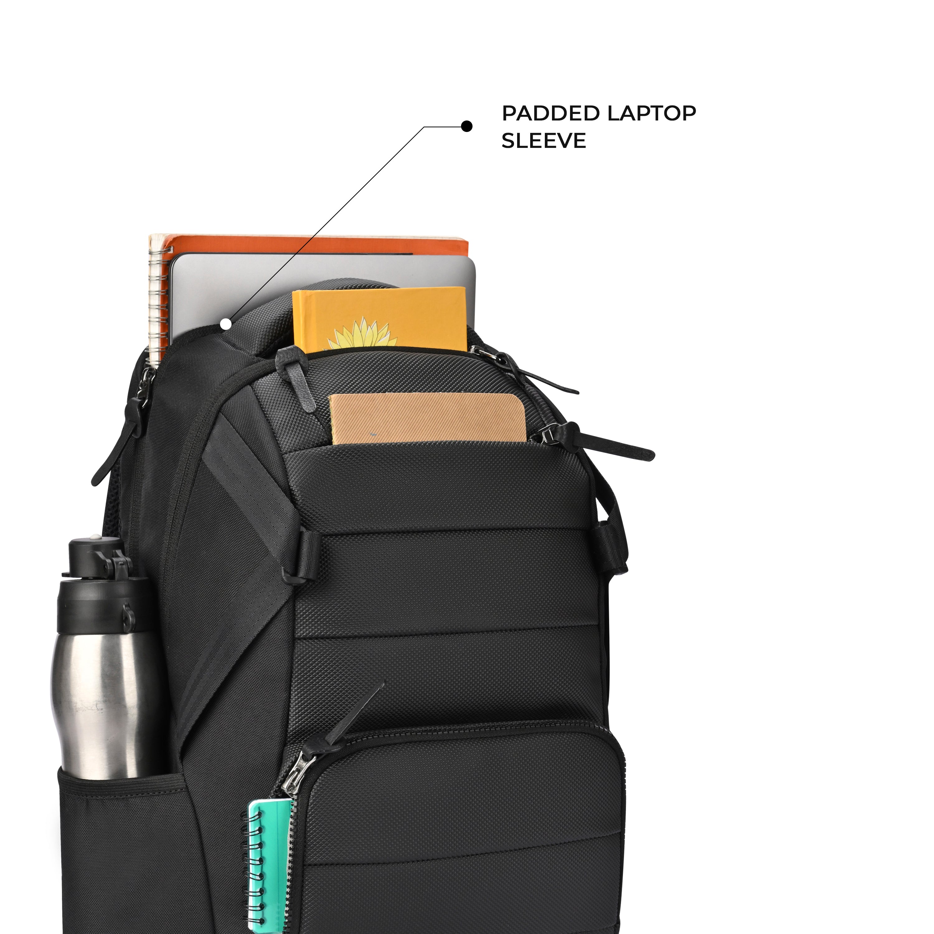 Aspire Faux Leather Laptop Backpack 17 (Black Black)