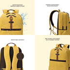 VIPUL VIBE Classic 4 19"/31L anti theft faux leather Medium Water Resistant Laptop Backpack/Casual Backpack/Daypack/Travel Backpack/College Bag For Men/Women(Yellow - Brown)