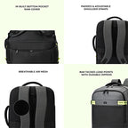 Turbo 3 anti theft faux leather with raincover 19"/40L (Black-Grey)