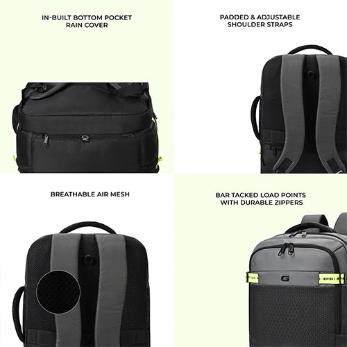 Turbo 3 anti theft faux leather with raincover 19"/40L (Black-Grey)