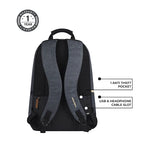 Classic 18" faux leather anti theft laptop backpack (NAVY BLUE TAN)