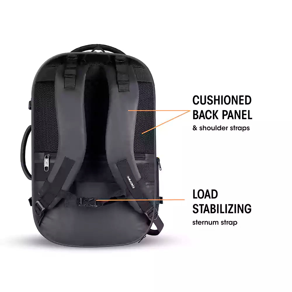 Gear Turbo 21"/45L Large Water Resistant Anti theft Laptop Backpack with Raincover | Backpack | Daypack |Briefcase | Travel Bag For Men/Women (Black - White)