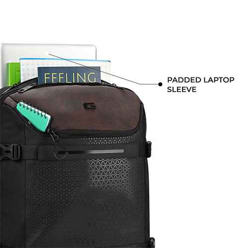VIPUL VIBE Turbo 4 19"/40L Anti Theft Large Water Resistant Laptop Backpack with Raincover/Casual Backpack/Daypack/Travel Backpack/College Bag For Men/Women(Black-Brown)