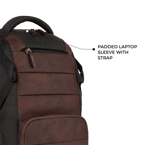 Gear Aspire 4 18"/31L Large Faux Leather Water Resistant Laptop backpack/Laptop backpack/Casual Backpack/Daypack/Travel Backpack/College Bag For Men/Women(Brown-Black)