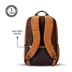 VIPUL VIBE Classic 4 19"/31L Anti Theft Faux Leather Medium Water Resistant Laptop Backpack/Casual Backpack/Daypack/Travel Backpack/College Bag For Men/Women(Tan-Brown)