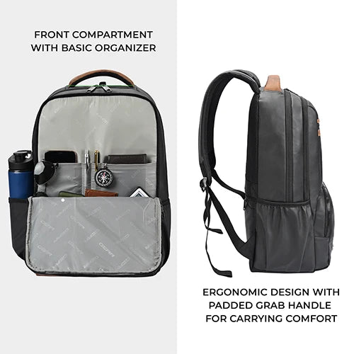VIPUL VIBE Vintage 4 19"/28L anti theft faux leather Medium Water Resistant Laptop Backpack/Casual Backpack/Daypack/Travel Backpack/College Bag For Men/Women(Black-Tan)