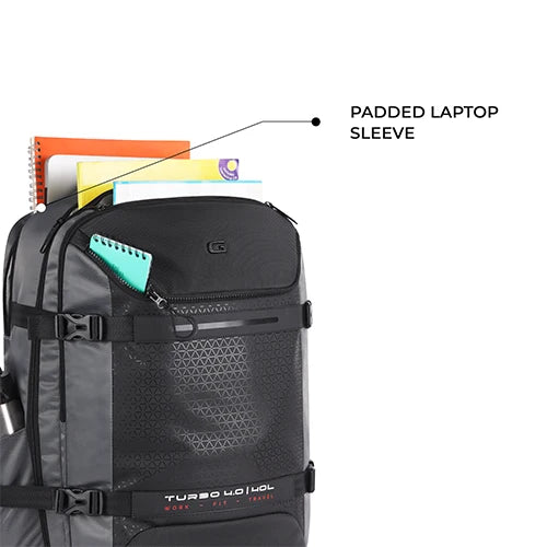 VIPUL VIBE Turbo 4 19"/40L Anti Theft Large Water Resistant Laptop Backpack with Raincover/Casual Backpack/Daypack/Travel Backpack/College Bag For Men/Women(Grey-Black)