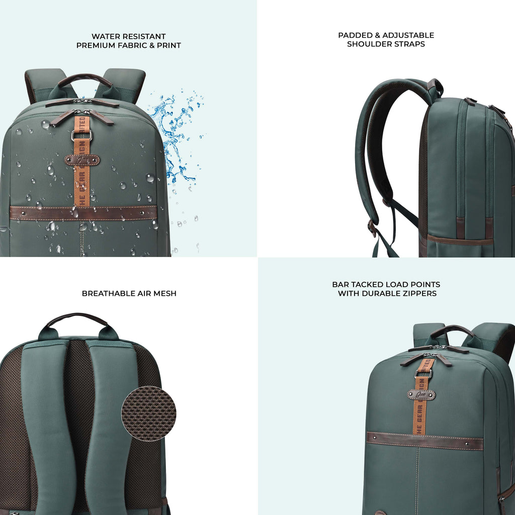 VIPUL VIBE Classic 4 19"/31L anti theft faux leather Medium Water Resistant Laptop Backpack/Casual Backpack/Daypack/Travel Backpack/College Bag For Men/Women(Green - Brown)