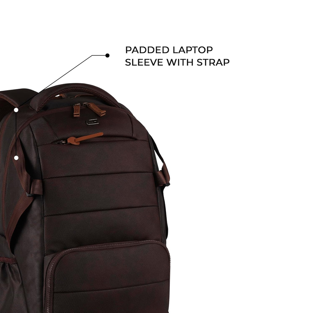 Gear Aspire 3 19"/31L Faux Leather Large Water Resistant Laptop Backpack | Casual Backpack | Daypack | Travel Backpack | College Bag For Men/Women(Brown - Brown)