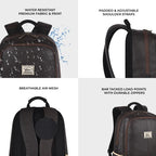 Classic 18" faux leather anti theft laptop backpack (BROWN - BLACK)
