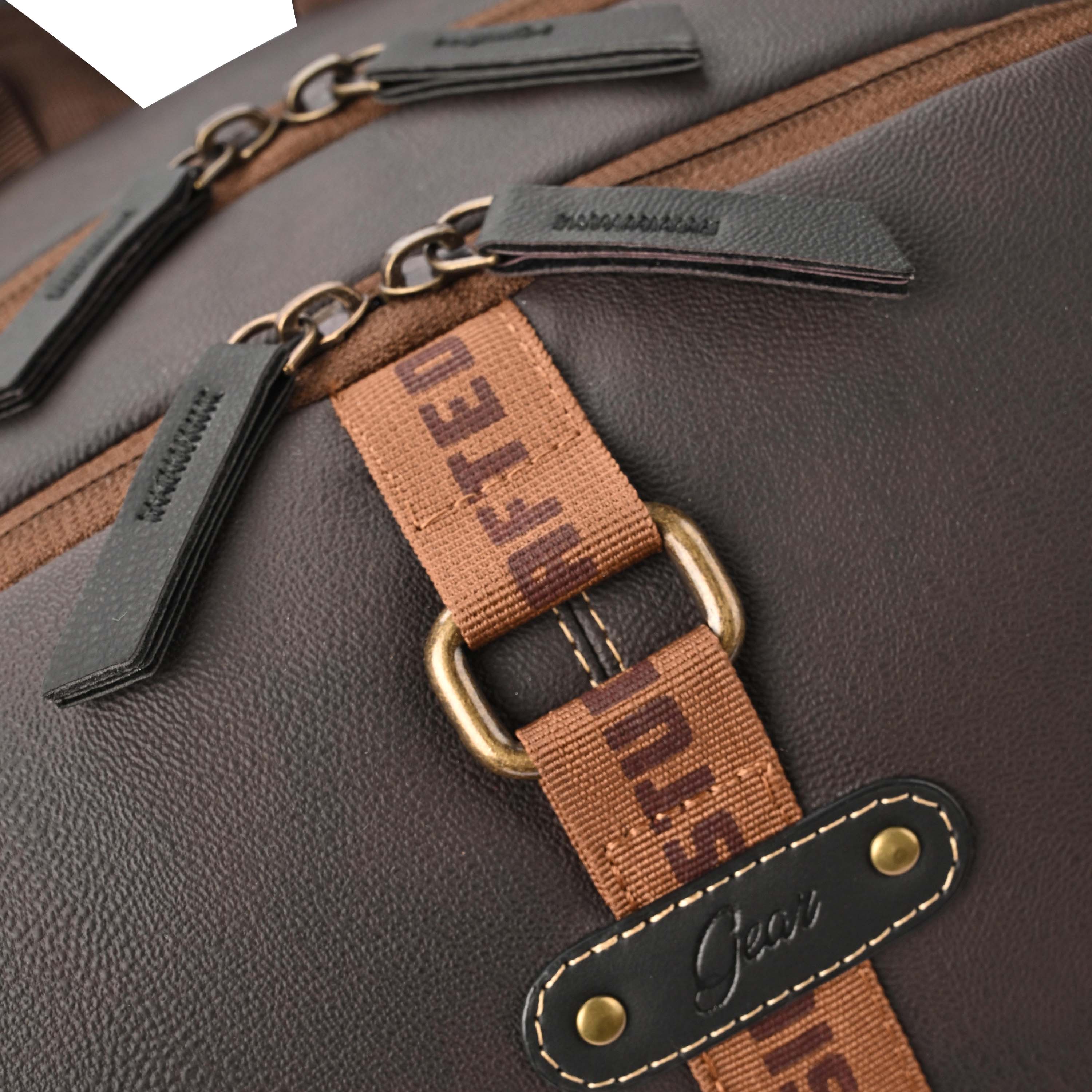 VIPUL VIBE Classic 4 19"/31L anti theft faux leather Medium Water Resistant Laptop Backpack/Casual Backpack/Daypack/Travel Backpack/College Bag For Men/Women(Brown - Black)