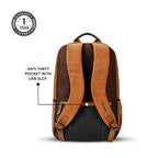 VIPUL VIBE Classic 6 18"/31L Antitheft Large Faux Leather Water Resistant Laptop backpack/Laptop backpack/Casual Backpack/Daypack/Travel Backpack/College Bag For Men/Women(Tan-Brown)