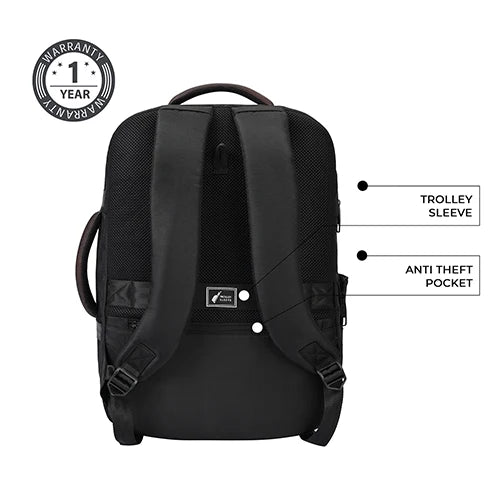 VIPUL VIBE Turbo 4 19"/40L Anti Theft Large Water Resistant Laptop Backpack with Raincover/Casual Backpack/Daypack/Travel Backpack/College Bag For Men/Women(Black-Brown)