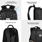 Classic 18" faux leather anti theft laptop backpack (BLACK - BLACK)