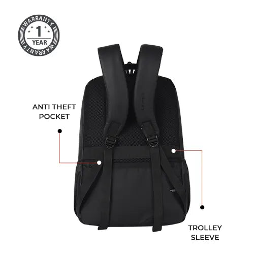 VIPUL VIBE Vintage 2 19"/31L anti theft faux leather Medium Water Resistant Laptop Backpack/Casual Backpack/Daypack/Travel Backpack/College Bag For Men/Women(Pitch Black - Black)