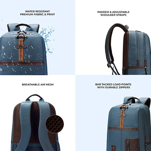 Gear Classic 6 18"/31L Antitheft Large Faux Leather Water Resistant Laptop backpack/Laptop backpack/Casual Backpack/Daypack/Travel Backpack/College Bag For Men/Women(Teal-Brown)