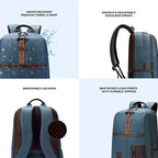 Gear Classic 6 18"/31L Antitheft Large Faux Leather Water Resistant Laptop backpack/Laptop backpack/Casual Backpack/Daypack/Travel Backpack/College Bag For Men/Women(Teal-Brown)