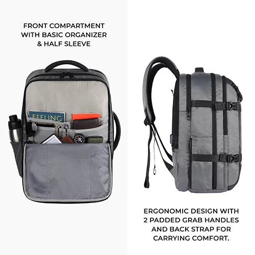 VIPUL VIBE Turbo 4 19"/40L Anti Theft Large Water Resistant Laptop Backpack with Raincover/Casual Backpack/Daypack/Travel Backpack/College Bag For Men/Women(Grey-Black)