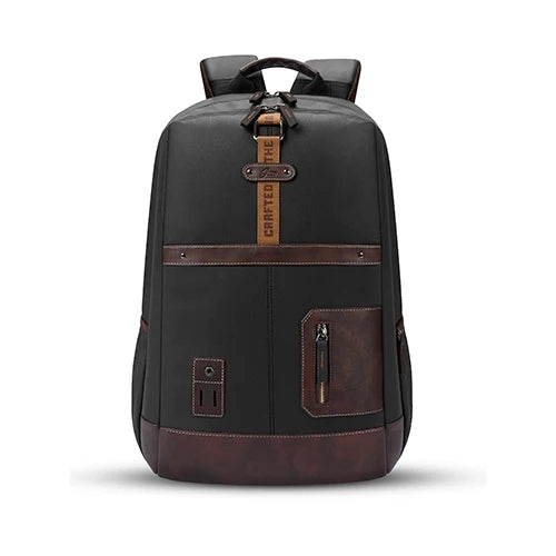 VIPUL VIBE Classic 6 18"/31L Antitheft Large Faux Leather Water Resistant Laptop backpack/Laptop backpack/Casual Backpack/Daypack/Travel Backpack/College Bag For Men/Women(Black-Brown)