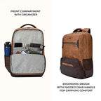 Gear Quantum 3 18"/29L Antitheft Large Faux Leather Water Resistant Laptop backpack with Raincover/Laptop backpack/Casual Backpack/Daypack/Travel Backpack/College Bag For Men/Women(Tan-Brown)