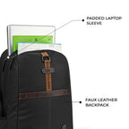 VIPUL VIBE Classic 4 19"/31L Anti Theft Faux Leather Medium Water Resistant Laptop Backpack/Casual Backpack/Daypack/Travel Backpack/College Bag For Men/Women(Black-Brown)