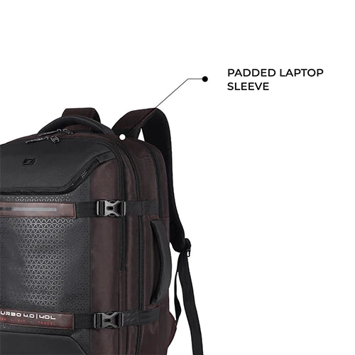 Gear Turbo 4 19"/40L Anti Theft Large Water Resistant Laptop Backpack with Raincover/Casual Backpack/Daypack/Travel Backpack/College Bag For Men/Women(Brown-Black)