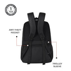 Gear Vintage 2 19"/31L anti theft faux leather Medium Water Resistant Laptop Backpack/Casual Backpack/Daypack/Travel Backpack/College Bag For Men/Women(Pitch Black - Black)