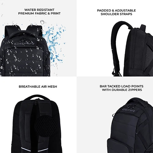 VIPUL VIBE Aspire 19”/30L Large Water Resistant Laptop Backpack | Casual Backpack | Daypack | Travel Backpack | College Bag For Men/Women (Black)