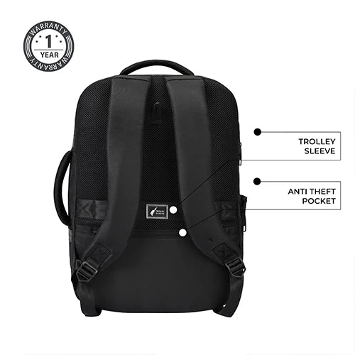 VIPUL VIBE Turbo 4 19"/40L Anti Theft Large Water Resistant Laptop Backpack with Raincover/Casual Backpack/Daypack/Travel Backpack/College Bag For Men/Women(Grey-Black)