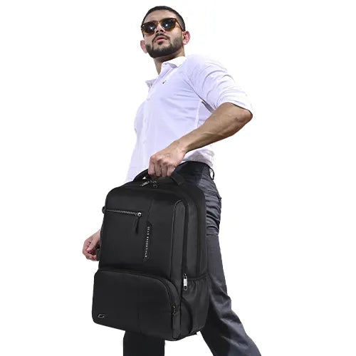 VIPUL VIBE Vintage 2 19"/31L anti theft faux leather Medium Water Resistant Laptop Backpack/Casual Backpack/Daypack/Travel Backpack/College Bag For Men/Women(Pitch Black - Black)