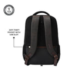 Gear Quantum 3 18"/29L Antitheft Large Faux Leather Water Resistant Laptop backpack with Raincover/Laptop backpack/Casual Backpack/Daypack/Travel Backpack/College Bag For Men/Women(Brown-Black)
