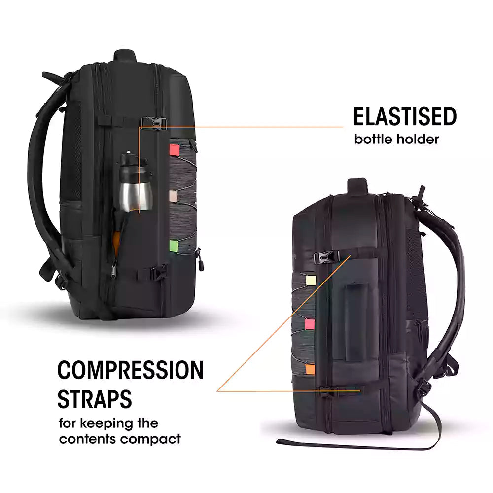 Gear Turbo 21"/45L Large Water Resistant Anti theft Laptop Backpack with Raincover | Backpack | Daypack |Briefcase | Travel Bag For Men/Women (Black - White)