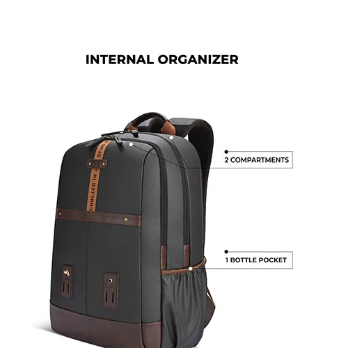 VIPUL VIBE Classic 4 Faux Leather (Without Antitheft) 19"/32L Large Water Resistant Laptop Backpack/Casual Backpack/Daypack/Travel Backpack/College Bag For Men/Women(Black - Brown)