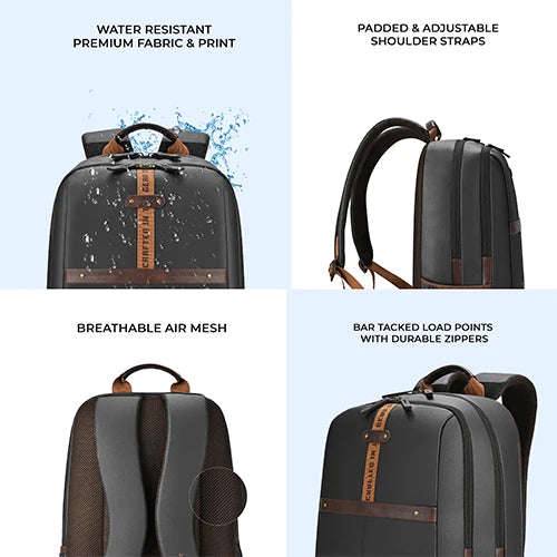 VIPUL VIBE Classic 4 Faux Leather (Without Antitheft) 19"/32L Large Water Resistant Laptop Backpack/Casual Backpack/Daypack/Travel Backpack/College Bag For Men/Women(Black - Brown)