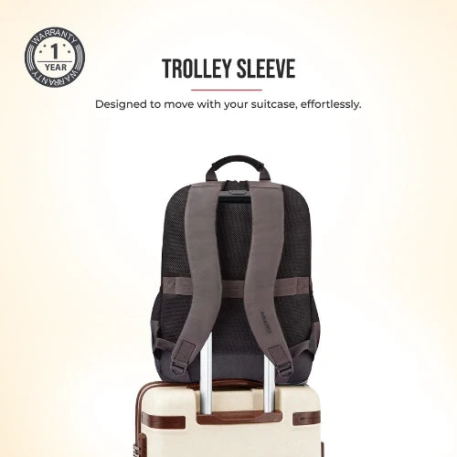 VIPUL VIBE Vintage Boxy 18"/26L Medium Faux Leather Water Resistant Laptop Backpack/Casual Bag/Daypack/College Backpack/Travel Backpack For Men/Women (Brown - Black)