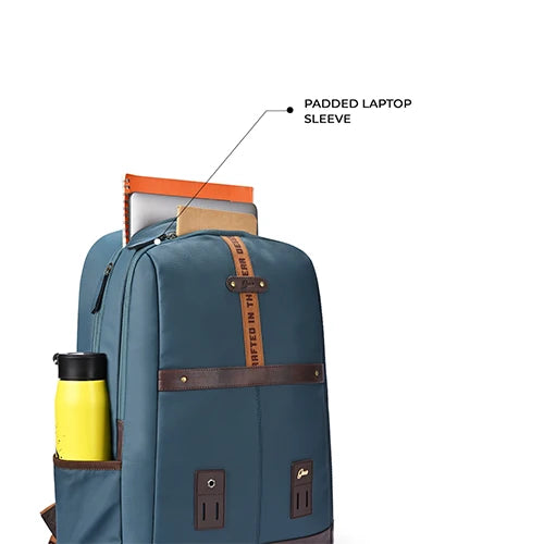 VIPUL VIBE Classic 4 Faux Leather (Without Antitheft) 19"/32L Large Water Resistant Laptop Backpack/Casual Backpack/Daypack/Travel Backpack/College Bag For Men/Women(Teal - Brown)