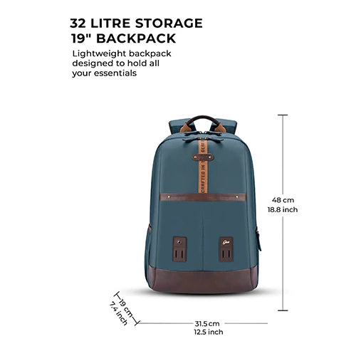 VIPUL VIBE Classic 4 Faux Leather (Without Antitheft) 19"/32L Large Water Resistant Laptop Backpack/Casual Backpack/Daypack/Travel Backpack/College Bag For Men/Women(Teal - Brown)