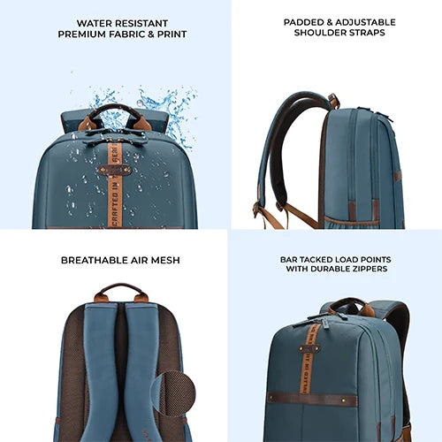 VIPUL VIBE Classic 4 Faux Leather (Without Antitheft) 19"/32L Large Water Resistant Laptop Backpack/Casual Backpack/Daypack/Travel Backpack/College Bag For Men/Women(Teal - Brown)