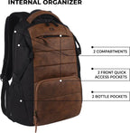 Gear Aspire 3 19"/31L Faux Leather Large Water Resistant Laptop Backpack | Casual Backpack | Daypack | Travel Backpack | College Bag For Men/Women(Tan - Black)