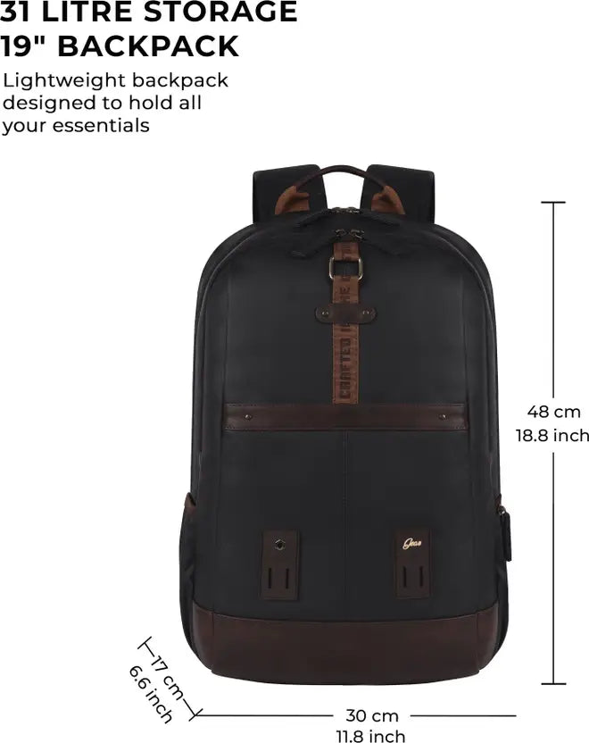 Gear Classic Anti Theft Faux Leather 31L (Black-Brown)