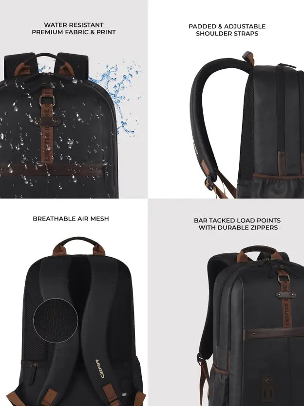 Gear Classic Anti Theft Faux Leather 31L (Black-Brown)