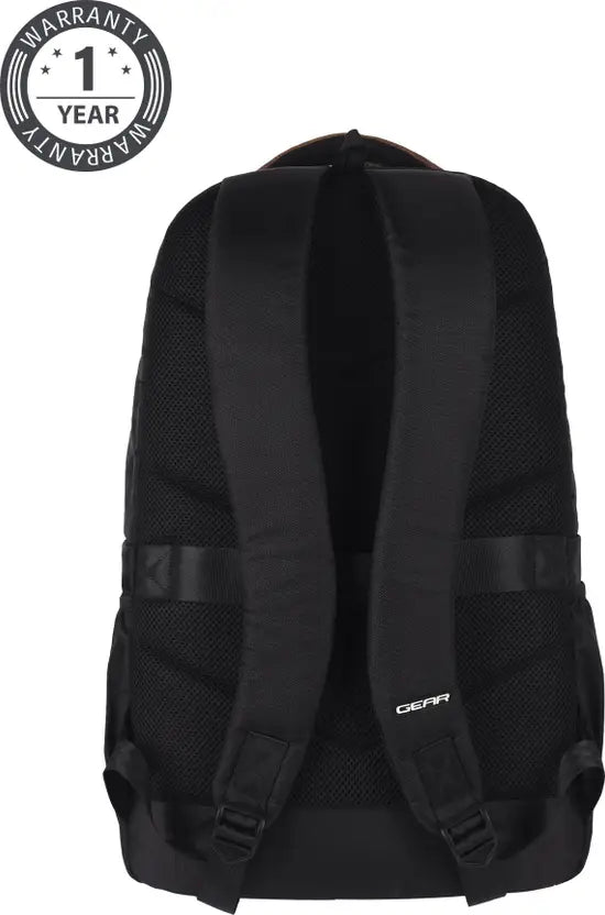 VIPUL VIBE Aspire 3 19"/31L Faux Leather Large Water Resistant Laptop Backpack | Casual Backpack | Daypack | Travel Backpack | College Bag For Men/Women(Tan - Black)