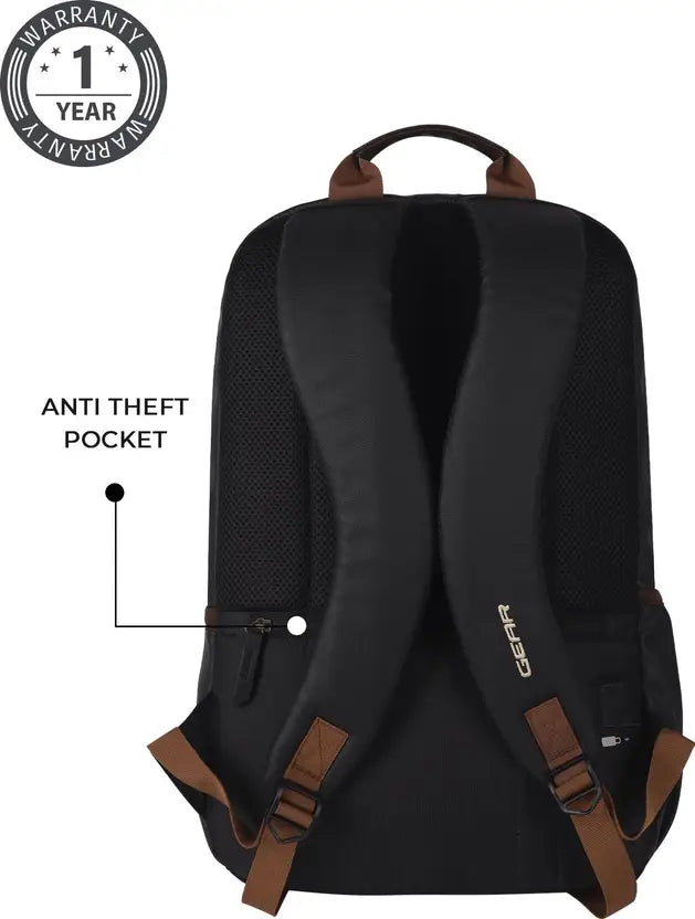 Gear Classic Anti Theft Faux Leather 31L (Black-Brown)