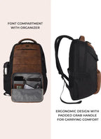 Gear Aspire 3 19"/31L Faux Leather Large Water Resistant Laptop Backpack | Casual Backpack | Daypack | Travel Backpack | College Bag For Men/Women(Tan - Black)