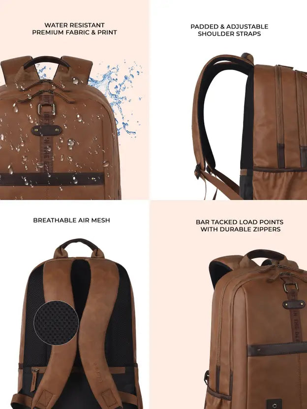 Gear Classic Anti Theft Faux Leather 31L (Tan-Brown)