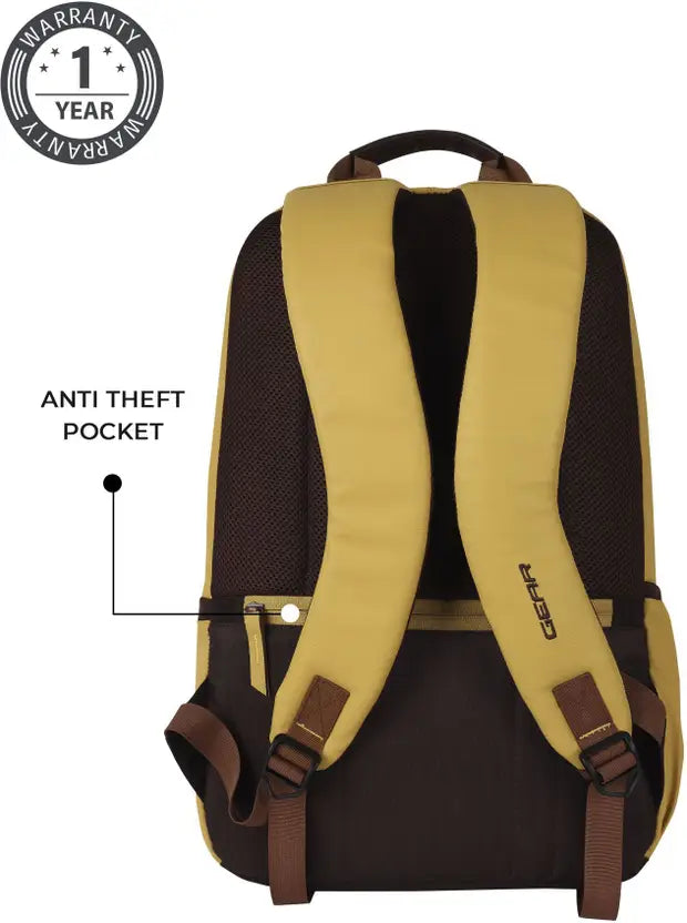 Gear Classic Anti Theft Faux Leather 31L (Yellow-Brown)